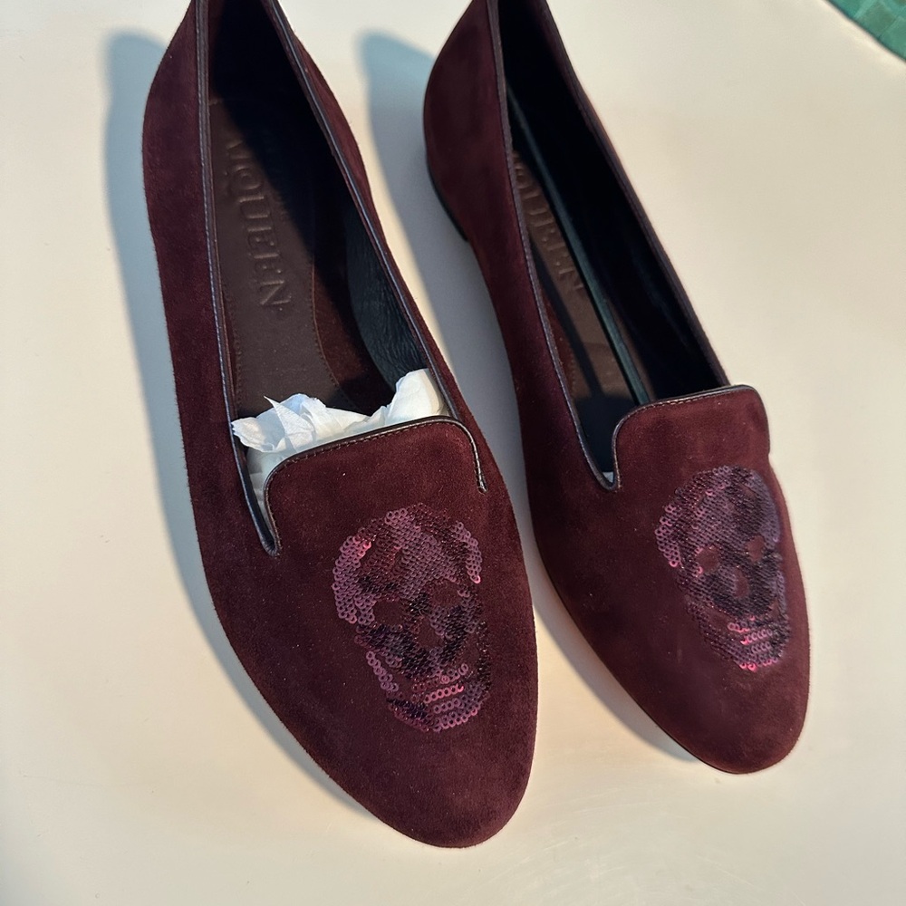 Alexander McQueen Burgundy Skull Loafers